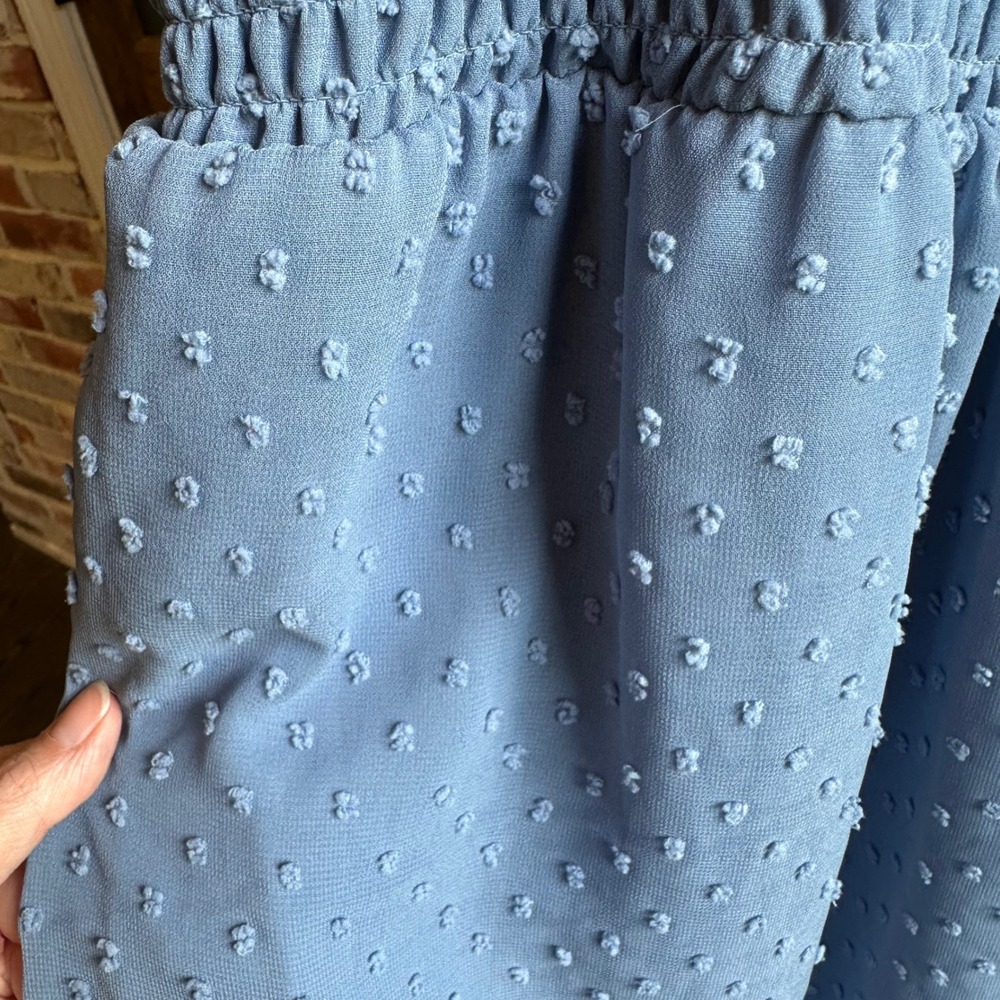 Lily Rose Dress Women 3X Blue Swiss Dot Smocked Puff Sleeve Ruffle Hem Mini Boho - Picture 5 of 10